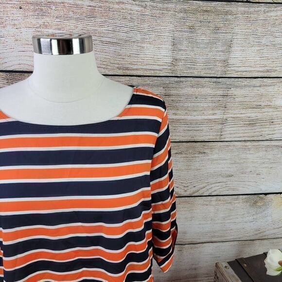Everly Orange‎ Navy Striped Tunic Dress Large - Picture 2 of 6